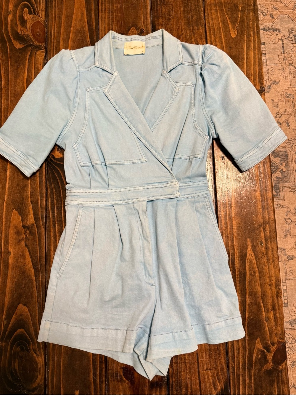 Light Blue Short Sleeve Denim Romper